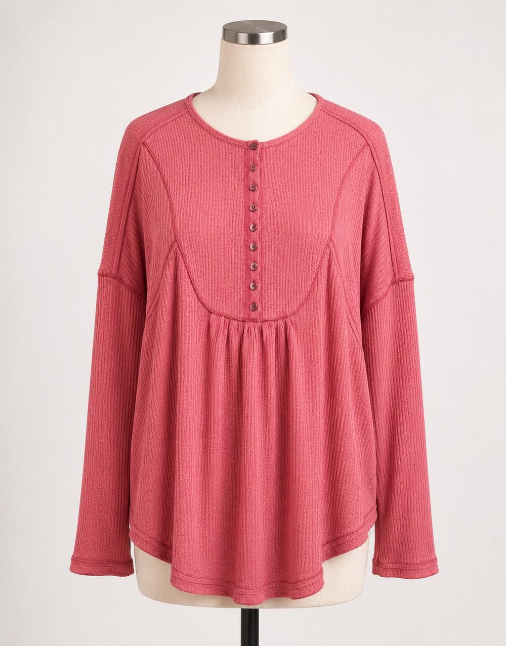 Free People | Thermal Top Red Orange Flannel Long Sleeve S
